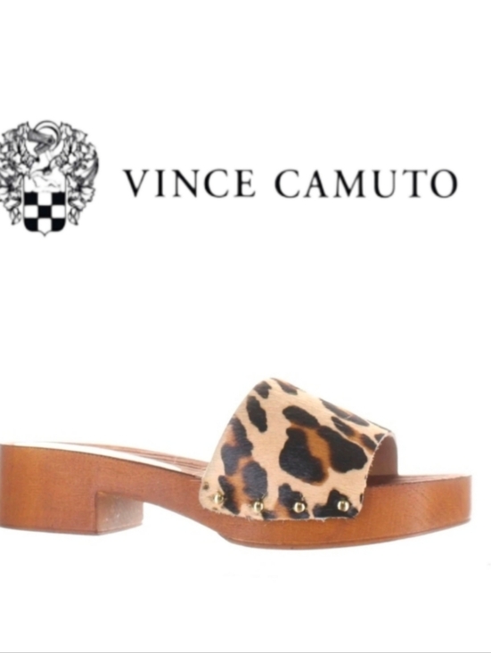 Vince Camuto Shoes - Vince Camuto TRENDAN Leopard-Print Slide Mule Leather + Calf Fur 9.5